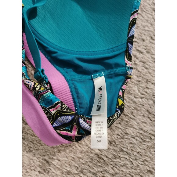 Victoria's Secret VSX Sport green pink white black multicolor Sports Bra 34 B - Picture 5 of 6